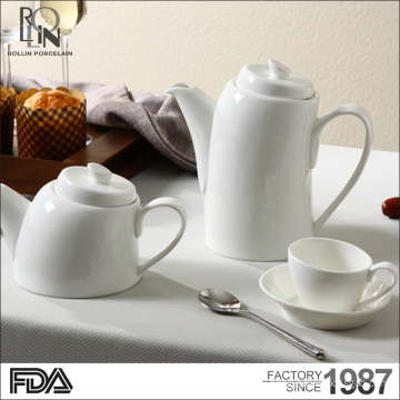 Хорошее качество ресторан отеля банкет белый керамическая посуда гостиница посуда фарфор чайный сервиз чайник